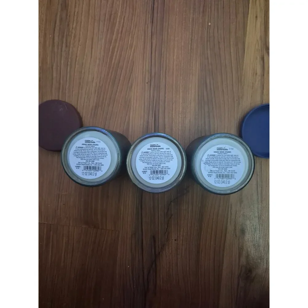 Candle Bundle 3 Pause Breathe & Reset Hinoki Wood Scented One Wick 12 oz Candles